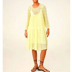 NWT MNG Mango Openwork Knit Midi Dress Butter Yellow Lace Crochet